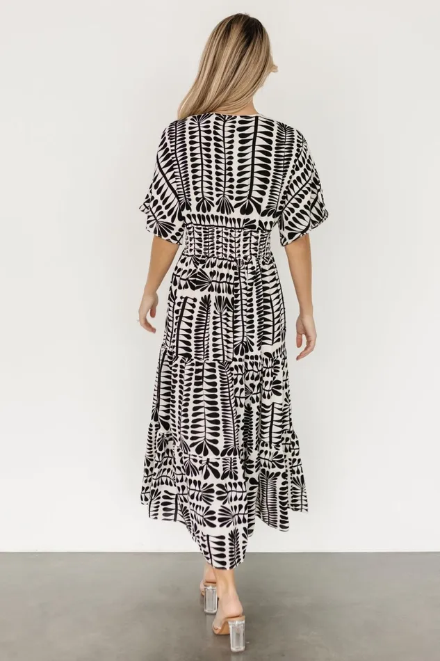 Women Bump Friendly Baltic Born Austin Kimono Dress Black Print