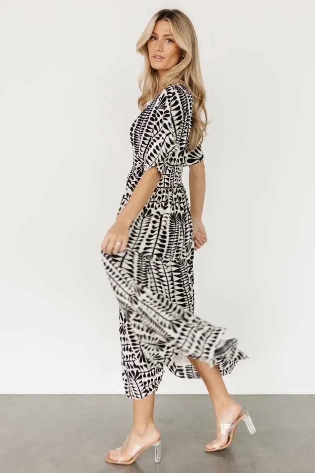 Women Bump Friendly Baltic Born Austin Kimono Dress Black Print
