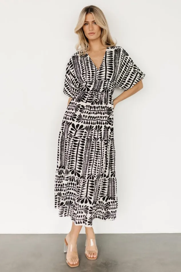 Women Bump Friendly Baltic Born Austin Kimono Dress Black Print