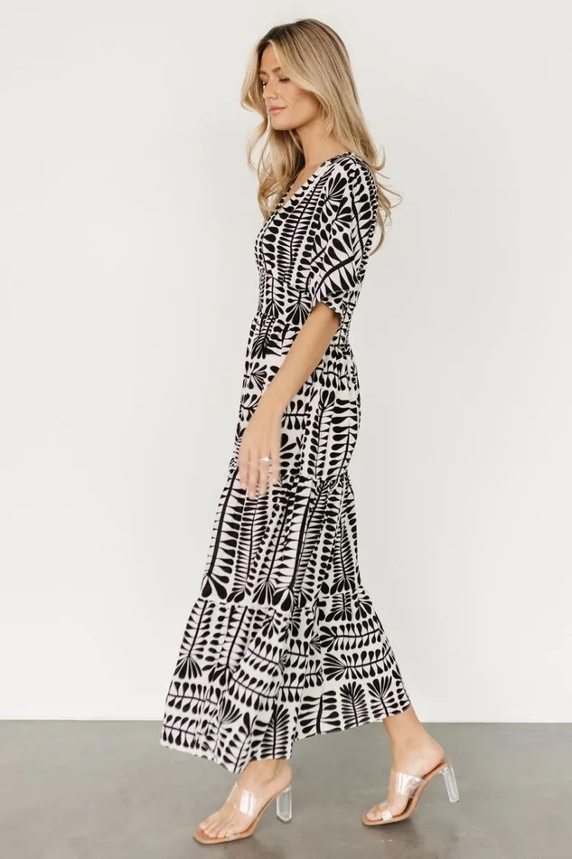 Women Bump Friendly Baltic Born Austin Kimono Dress Black Print