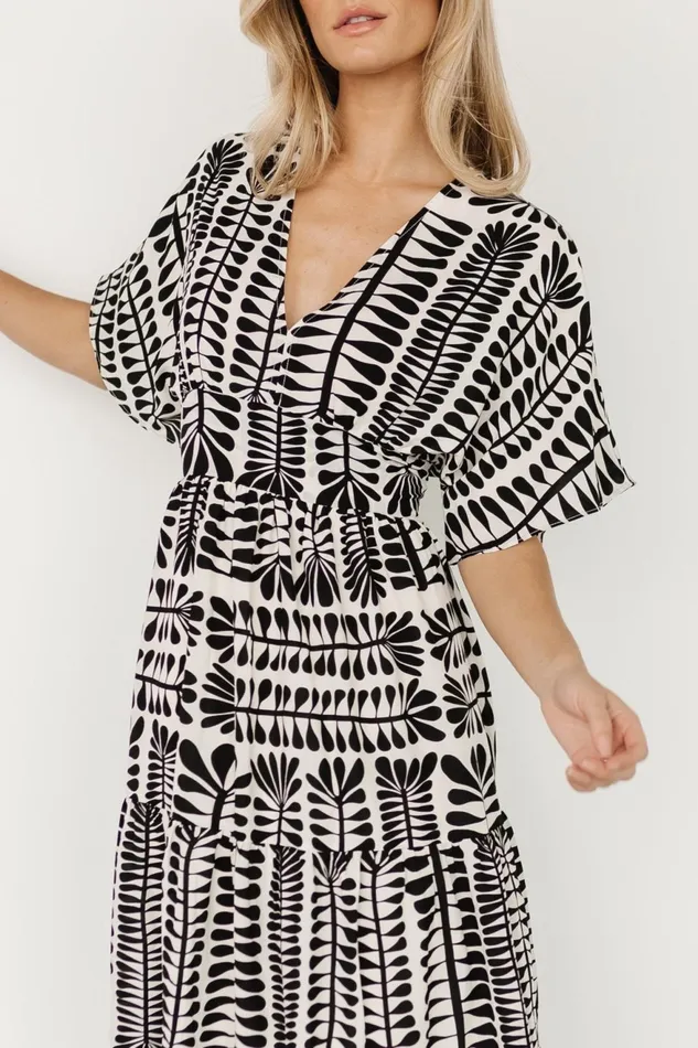 Women Bump Friendly Baltic Born Austin Kimono Dress Black Print