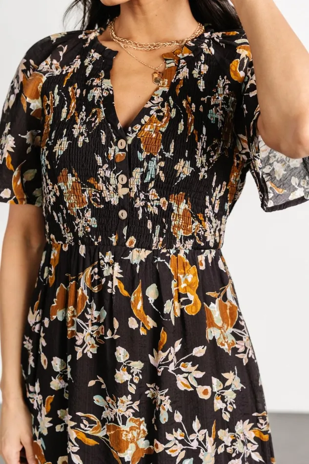 Women Bump Friendly Baltic Born Hathaway Midi Dress Black Floral Women Bump Friendly Baltic Born Hathaway Midi Dress Black Floral