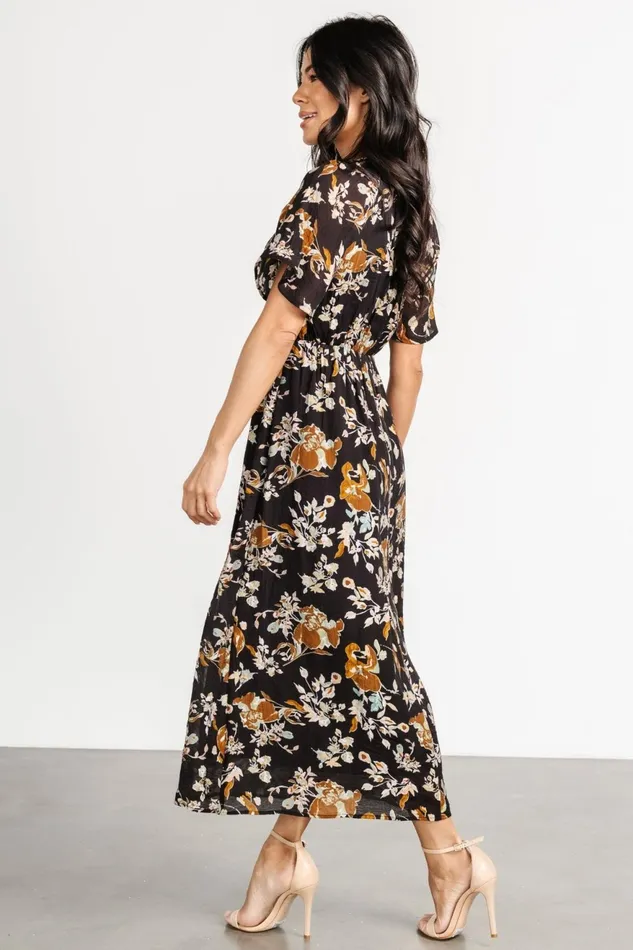 Women Bump Friendly Baltic Born Hathaway Midi Dress Black Floral Women Bump Friendly Baltic Born Hathaway Midi Dress Black Floral