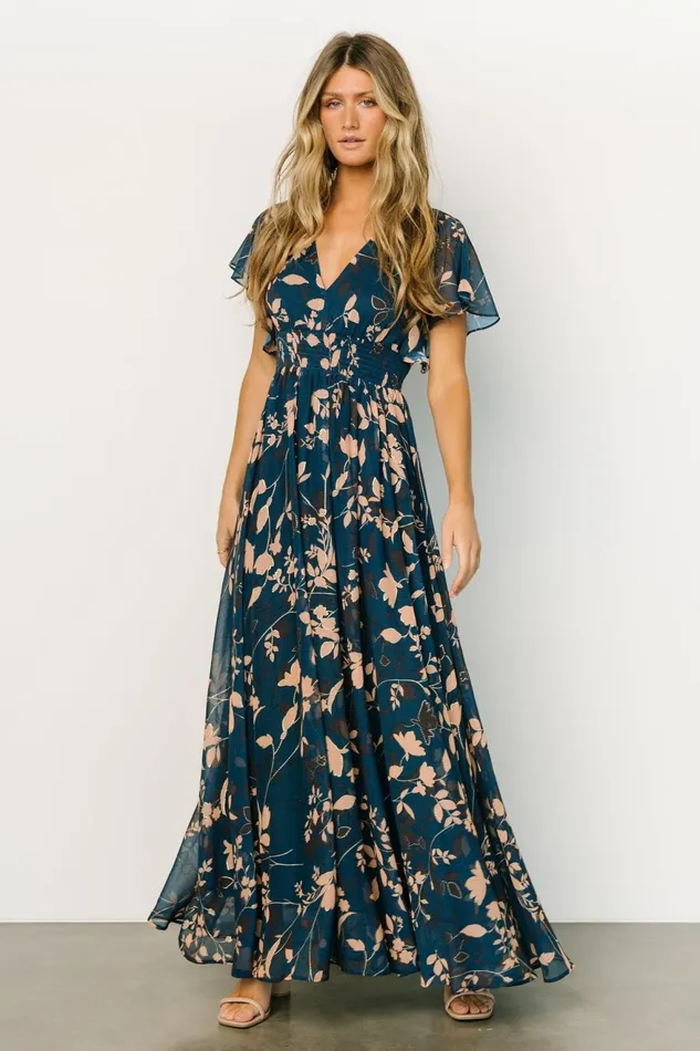 Women Bump Friendly Baltic Born Lynlee Metallic Maxi Dress Topaz