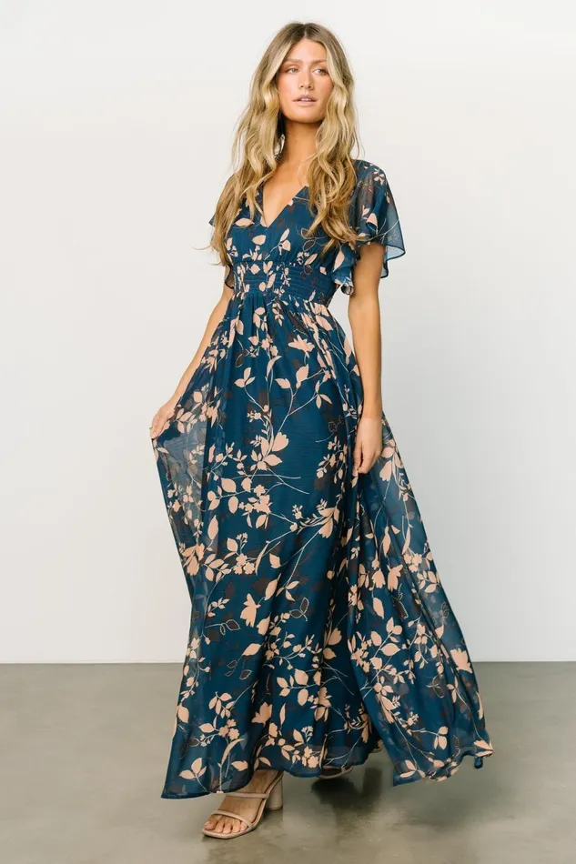 Women Bump Friendly Baltic Born Lynlee Metallic Maxi Dress Topaz
