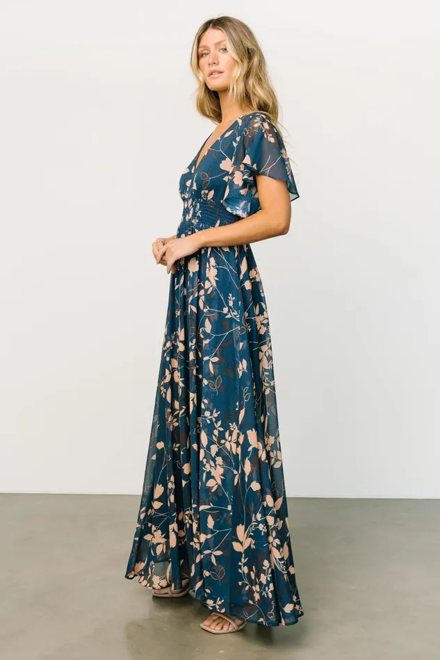 Women Bump Friendly Baltic Born Lynlee Metallic Maxi Dress Topaz