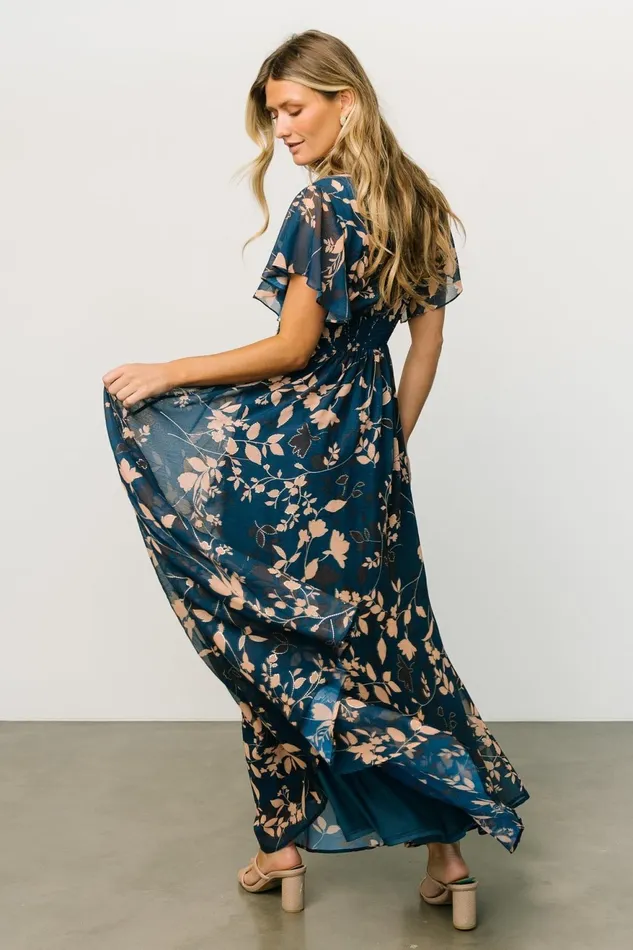 Women Bump Friendly Baltic Born Lynlee Metallic Maxi Dress Topaz