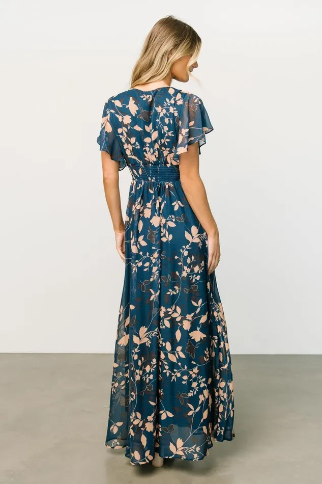 Women Bump Friendly Baltic Born Lynlee Metallic Maxi Dress Topaz