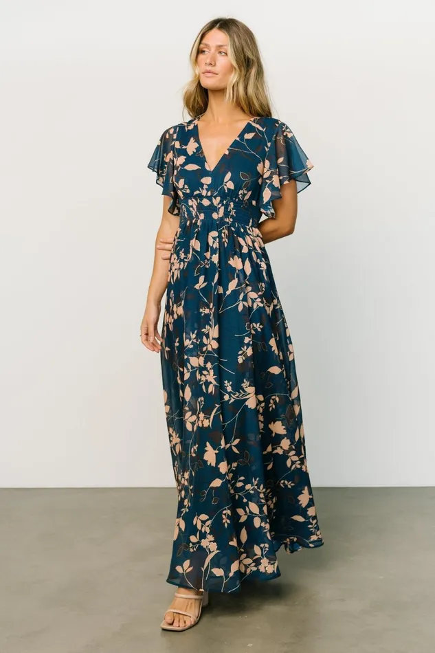 Women Bump Friendly Baltic Born Lynlee Metallic Maxi Dress Topaz
