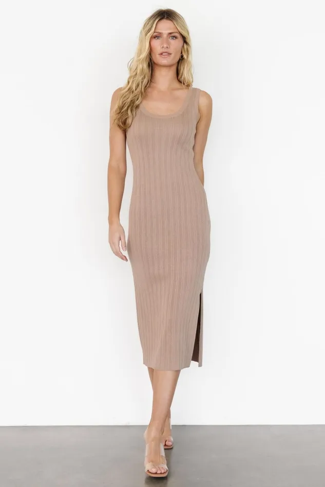 Women Bump Friendly Baltic Born Rue Ribbed Midi Dress Natural
