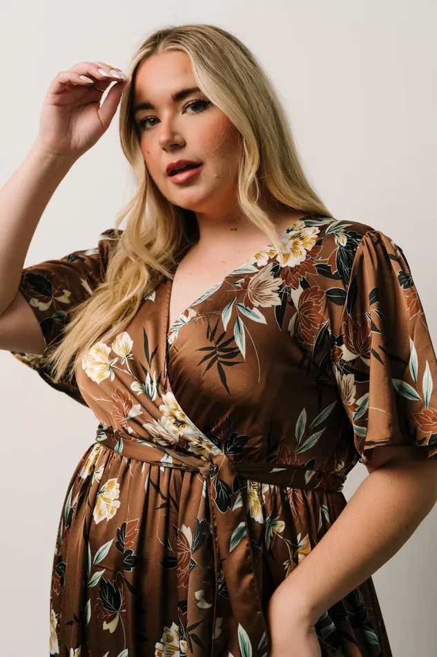 Women Bump Friendly Baltic Born Sicily Satin Maxi Dress Mocha Floral Women Bump Friendly Baltic Born Sicily Satin Maxi Dress Mocha Floral