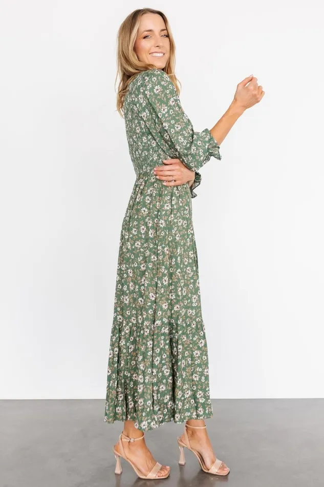 Women Bump Friendly Baltic Born Tarryn Smocked Midi Dress Olive Floral Women Bump Friendly Baltic Born Tarryn Smocked Midi Dress Olive Floral