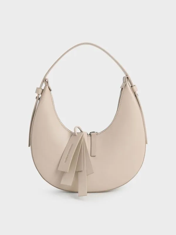 Women Carey Crescent Hobo Bag 8211 Oat CHARLES and KEITH Hobo Bags