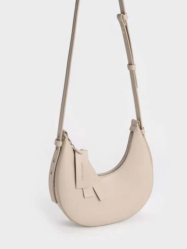 Women Carey Crescent Hobo Bag 8211 Oat CHARLES and KEITH Hobo Bags