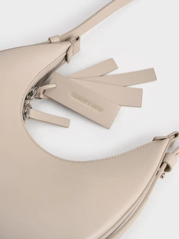 Women Carey Crescent Hobo Bag 8211 Oat CHARLES and KEITH Hobo Bags