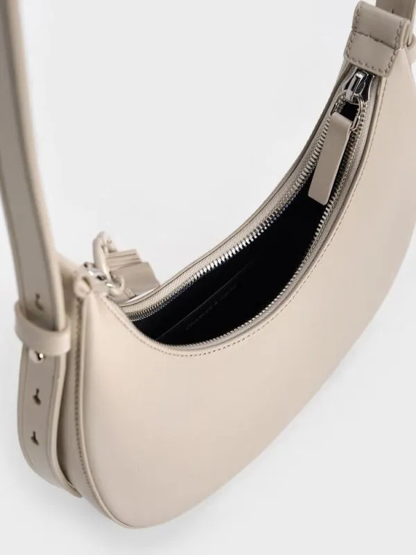 Women Carey Crescent Hobo Bag 8211 Oat CHARLES and KEITH Hobo Bags
