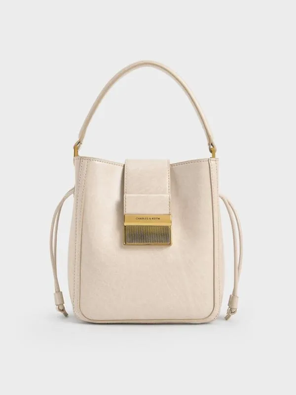 Women Charlot Elongated Bucket Bag 8211 Oat CHARLES and KEITH Bucket Bags