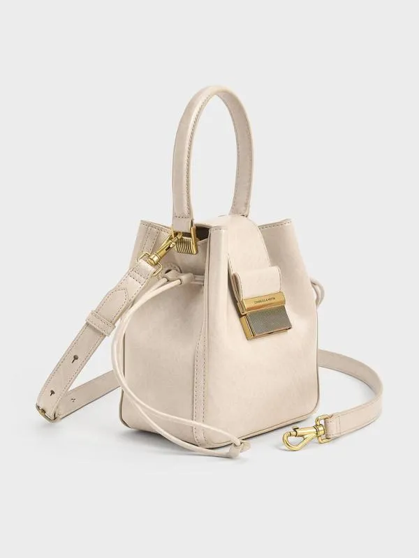 Women Charlot Elongated Bucket Bag 8211 Oat CHARLES and KEITH Bucket Bags