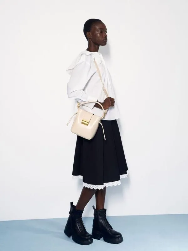 Women Charlot Elongated Bucket Bag 8211 Oat CHARLES and KEITH Bucket Bags