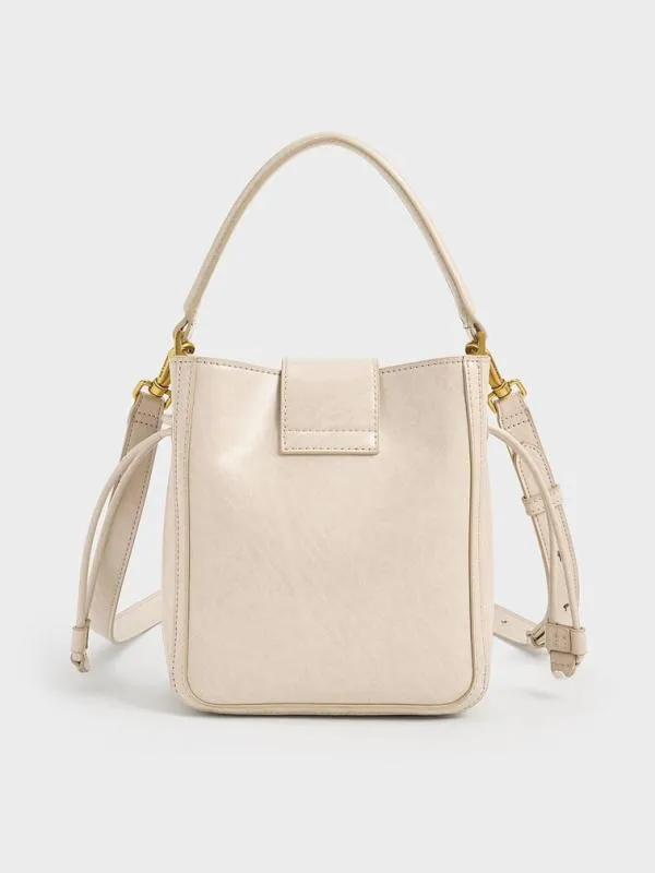 Women Charlot Elongated Bucket Bag 8211 Oat CHARLES and KEITH Bucket Bags