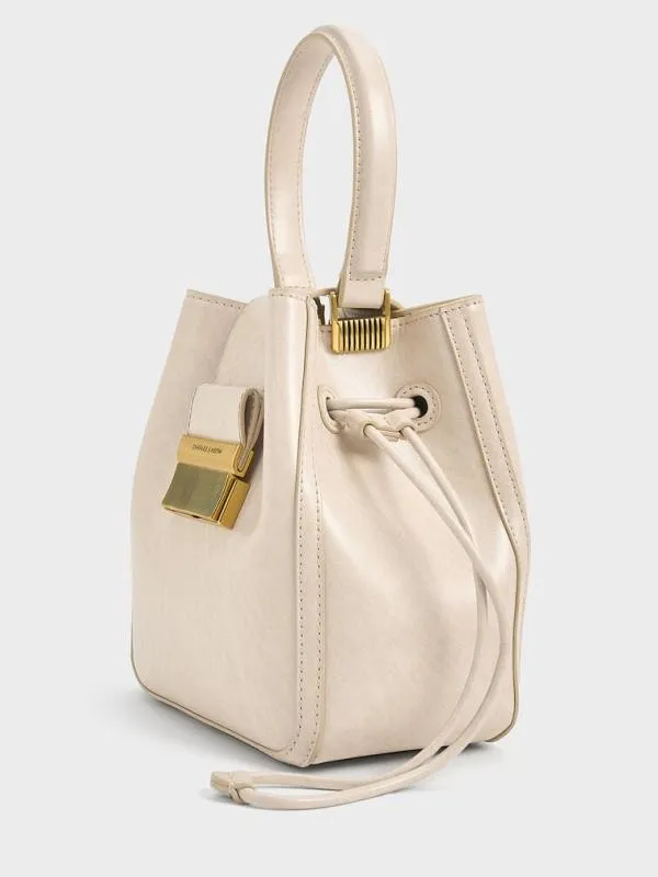 Women Charlot Elongated Bucket Bag 8211 Oat CHARLES and KEITH Bucket Bags