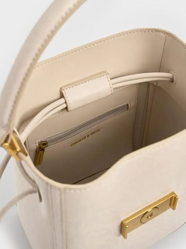 Women Charlot Elongated Bucket Bag 8211 Oat CHARLES and KEITH Bucket Bags