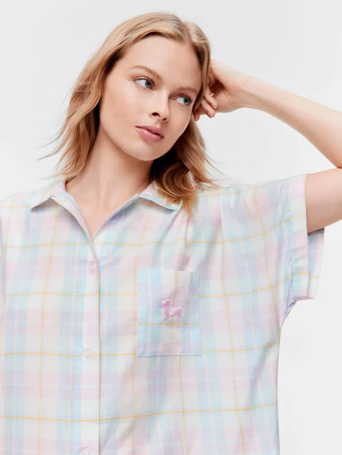 Women Check Boyfriend Nightshirt Multi Peter Alexander Nighties