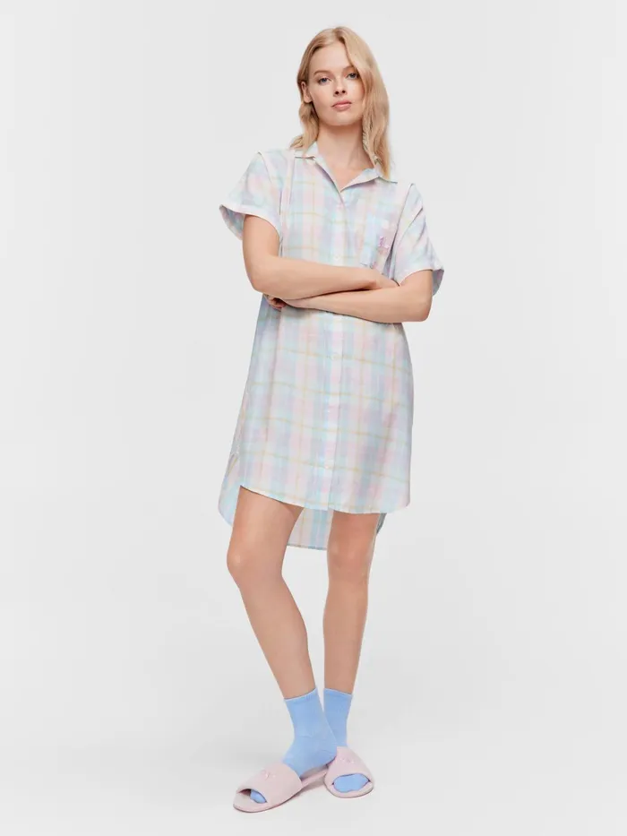 Women Check Boyfriend Nightshirt Multi Peter Alexander Nighties