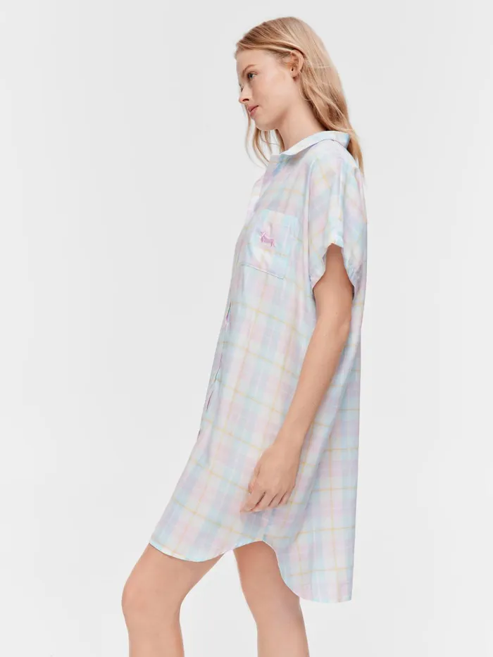 Women Check Boyfriend Nightshirt Multi Peter Alexander Nighties