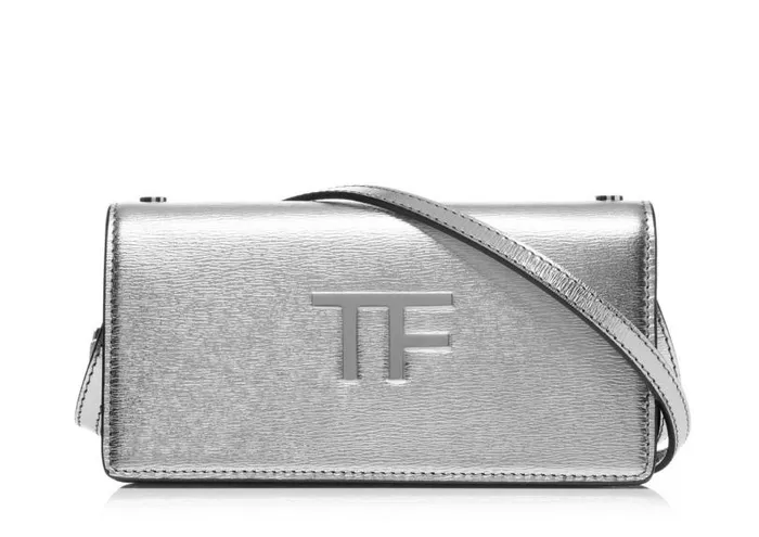 Women Clutches Tom Ford Metallic Palmellato Tf Mini Bag Silver