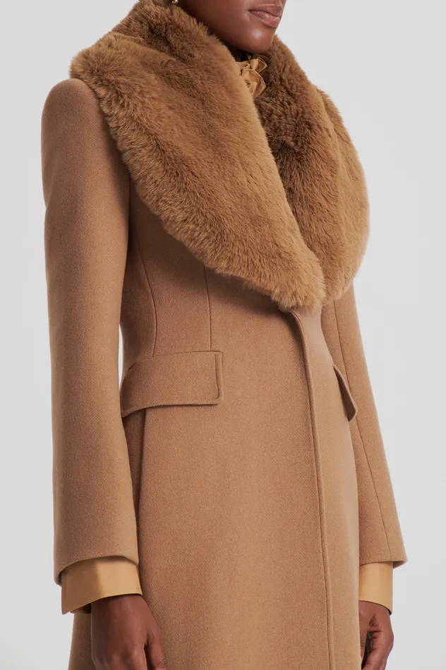 Women Coats Scanlan Theodore FAUX FUR COLLAR COAT CAMEL Women Coats Scanlan Theodore FAUX FUR COLLAR COAT CAMEL