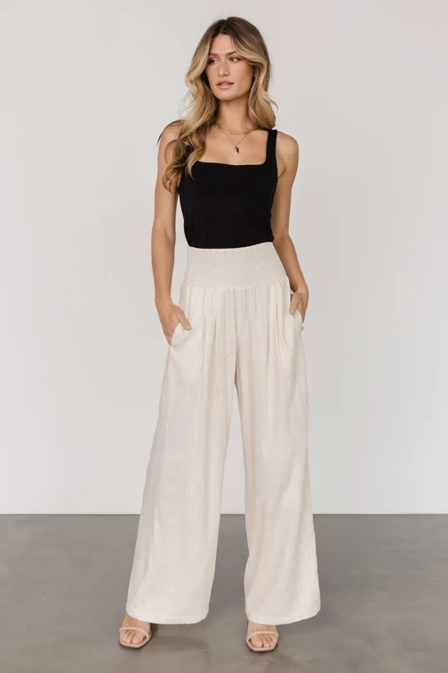 Women Cover Ups Baltic Born Parvati Smocked Waist Pants Natural