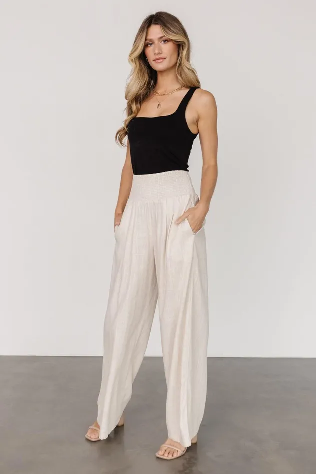 Women Cover Ups Baltic Born Parvati Smocked Waist Pants Natural