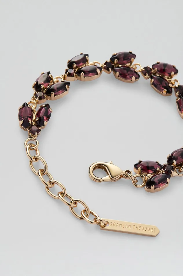 Women CRYSTAL LEAF BRACELET MULBERRY Jewelry Scanlan Theodore Women CRYSTAL LEAF BRACELET MULBERRY Jewelry Scanlan Theodore
