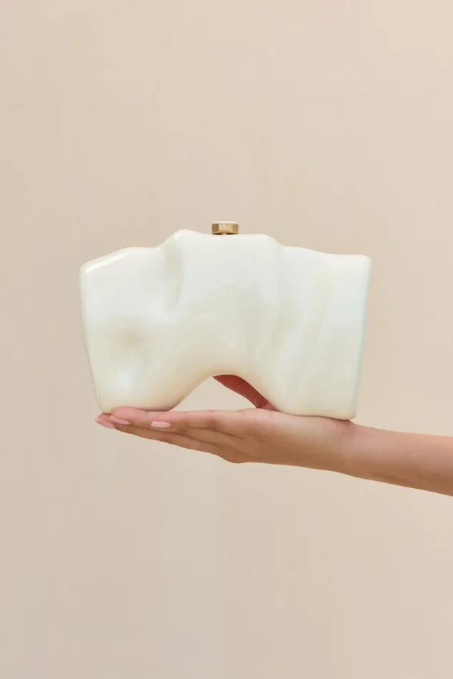 Women Cult Gaia Clutches SCRUNCH CLUTCH 8211 WHITE