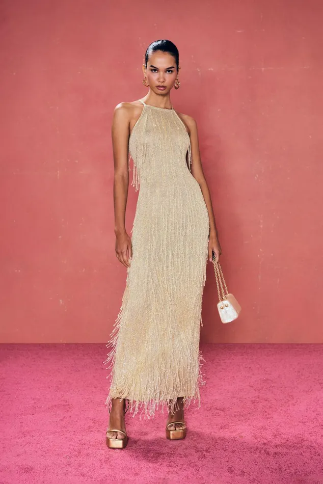 Women Cult Gaia Dresses ZION KNIT GOWN 8211 LIGHT GOLD