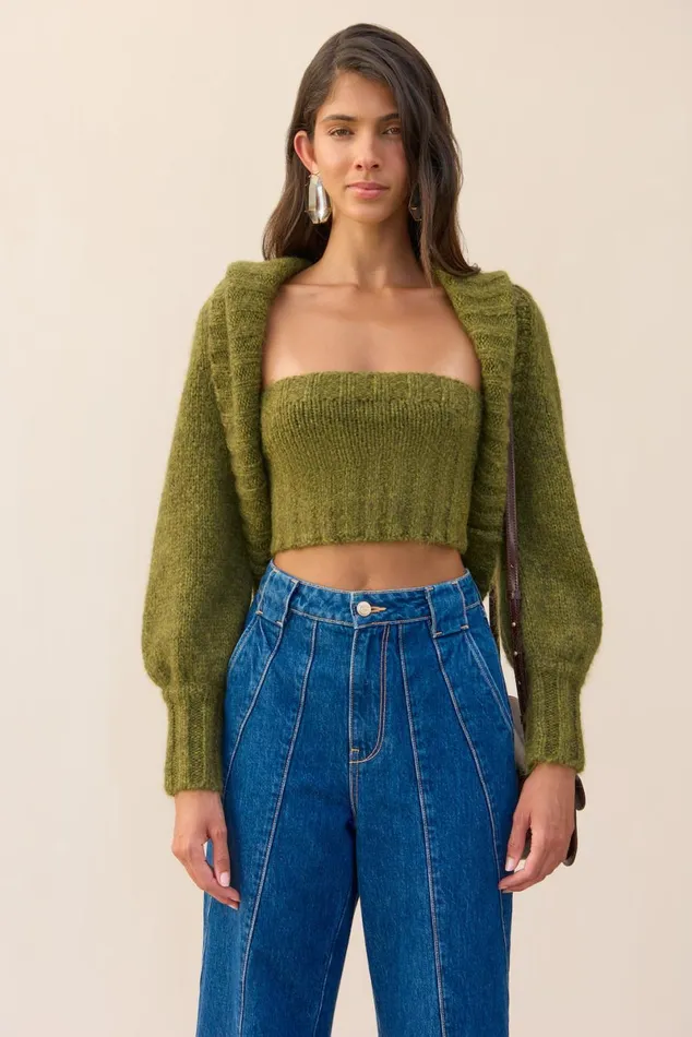 Women Cult Gaia Knits VIRGINIE CARDIGAN SET 8211 ALGAE MELANGE