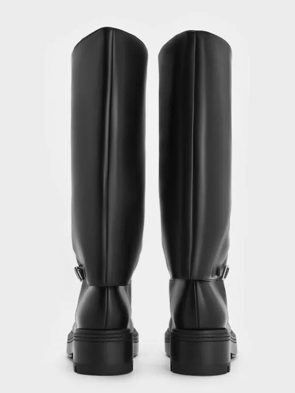 Women Davis Buckled FoldOver Boots 8211 Black CHARLES and KEITH Boots