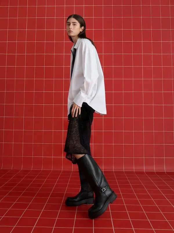 Women Davis Buckled FoldOver Boots 8211 Black CHARLES and KEITH Boots