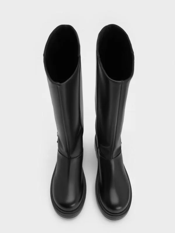 Women Davis Buckled FoldOver Boots 8211 Black CHARLES and KEITH Boots
