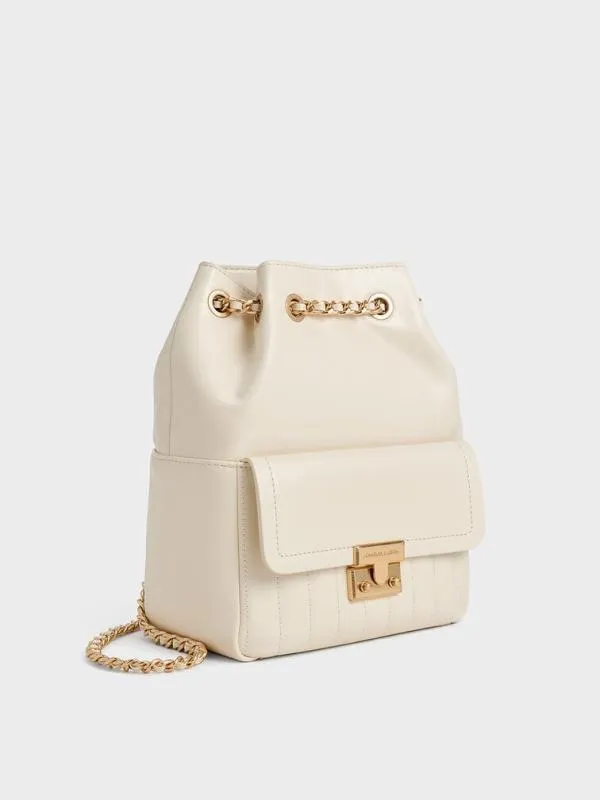 Women Donna CrinkleEffect Backpack 8211 Cream CHARLES and KEITH Backpacks