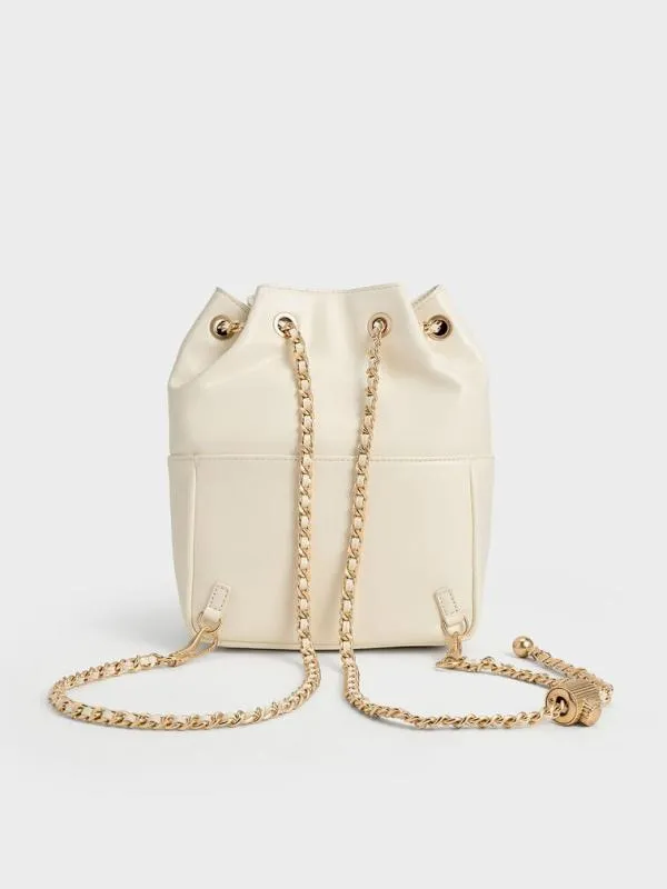 Women Donna CrinkleEffect Backpack 8211 Cream CHARLES and KEITH Backpacks