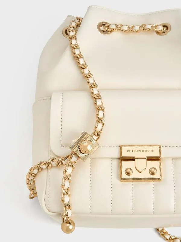 Women Donna CrinkleEffect Backpack 8211 Cream CHARLES and KEITH Backpacks