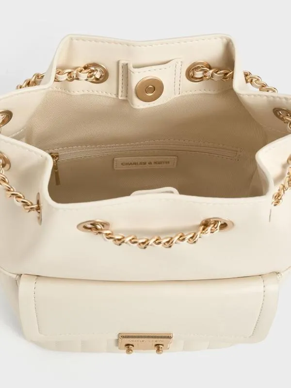 Women Donna CrinkleEffect Backpack 8211 Cream CHARLES and KEITH Backpacks