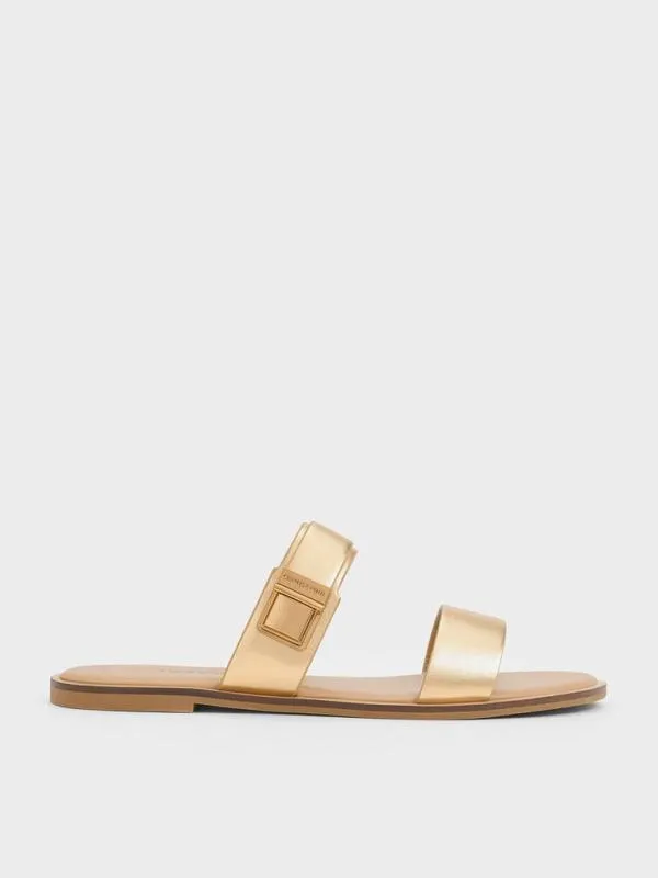 Women Dove Metallic DoubleStrap Sandals 8211 Gold CHARLES and KEITH Sandals