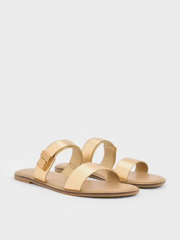 Women Dove Metallic DoubleStrap Sandals 8211 Gold CHARLES and KEITH Sandals