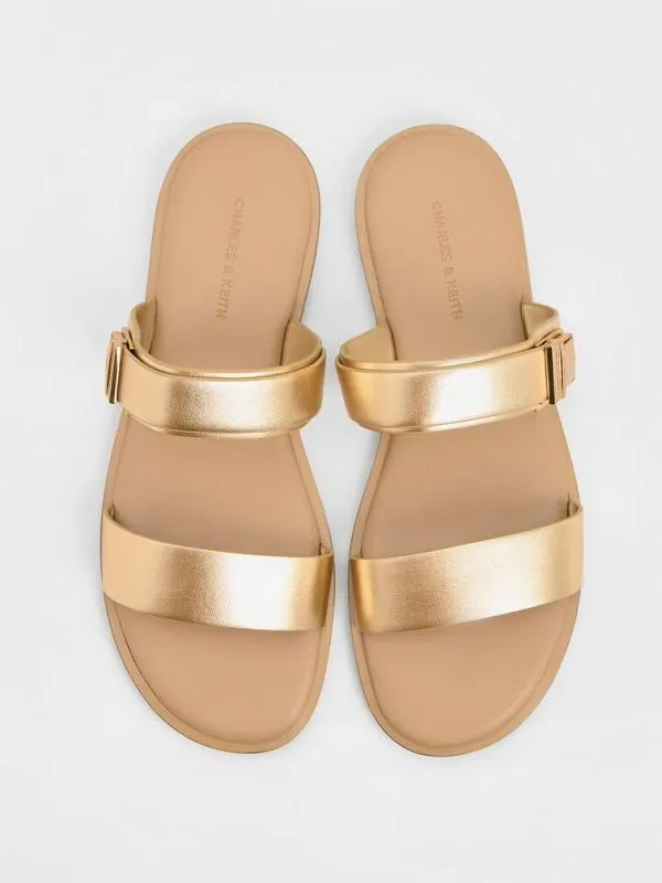 Women Dove Metallic DoubleStrap Sandals 8211 Gold CHARLES and KEITH Sandals