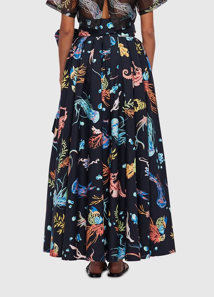 Women Dresses and Jumpsuits LEO LIN Valerie Midi Skirt 8211 Twilight Print in Black