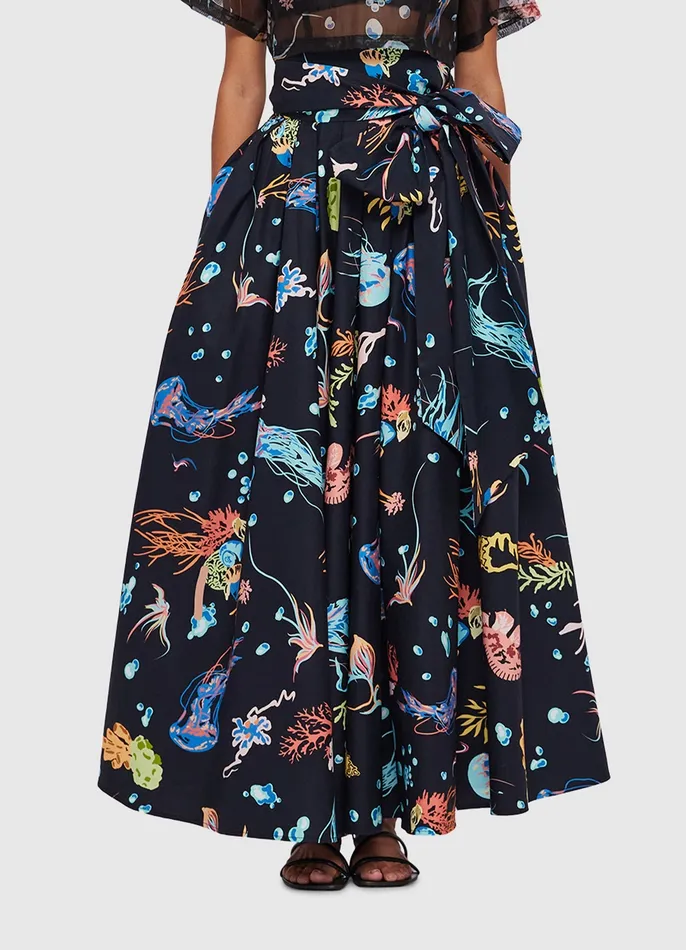 Women Dresses and Jumpsuits LEO LIN Valerie Midi Skirt 8211 Twilight Print in Black