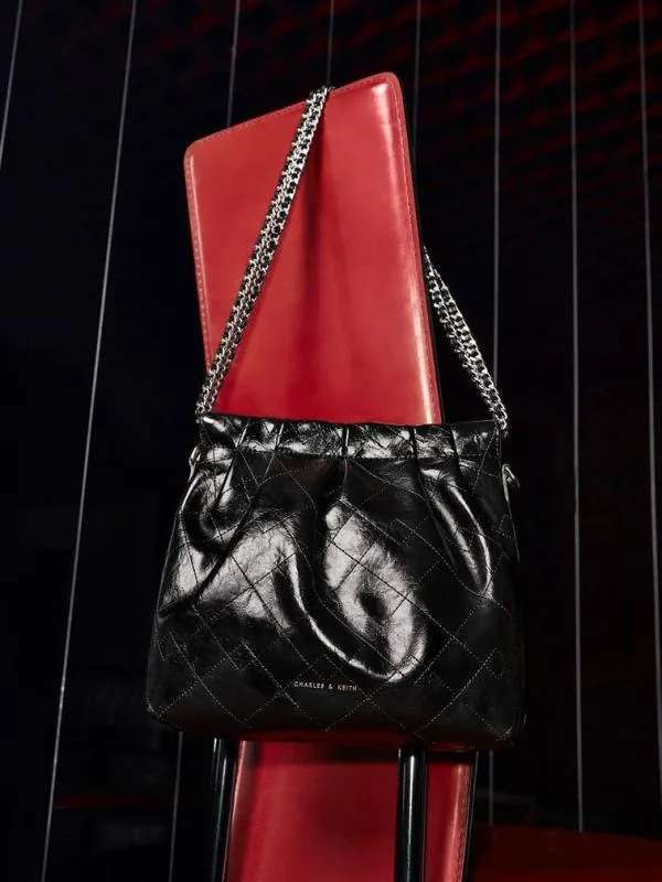 Women Duo Chain Handle Shoulder Bag 8211 Noir CHARLES and KEITH Slouchy Bags